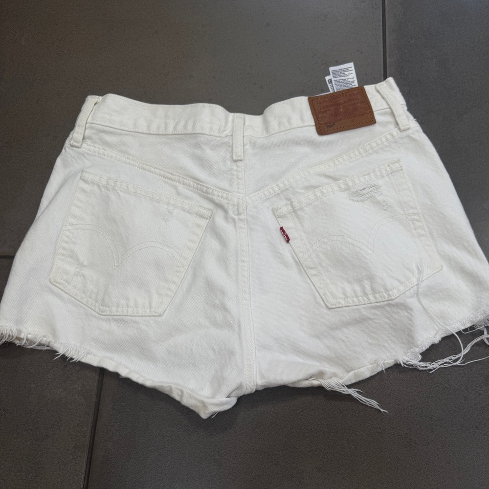 White Levi 501 Shorts